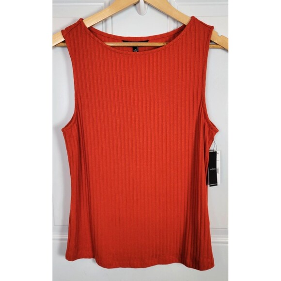 NWT Liverpool Sleeveless Boat Neck Rib Knit Top Size M Burnt Orange - Picture 2 of 8
